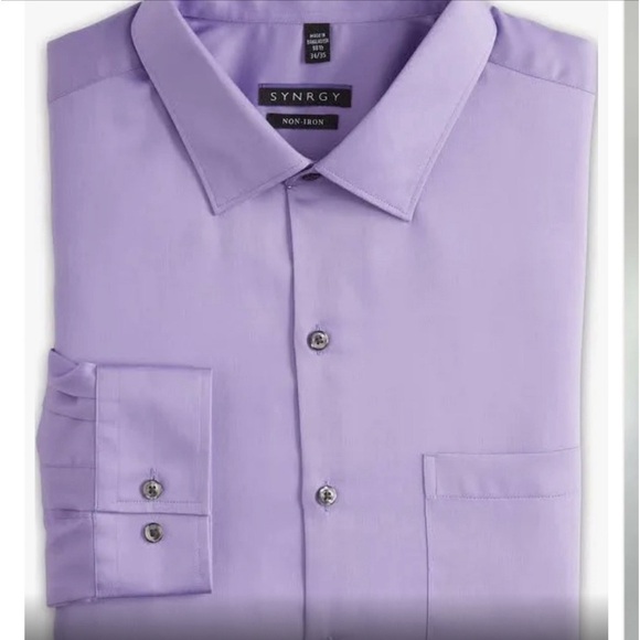 DXL Big & Tall Non-Iron Sateen Button-Up Dress Shirt English Lilac sz 24 Easter - Picture 1 of 7